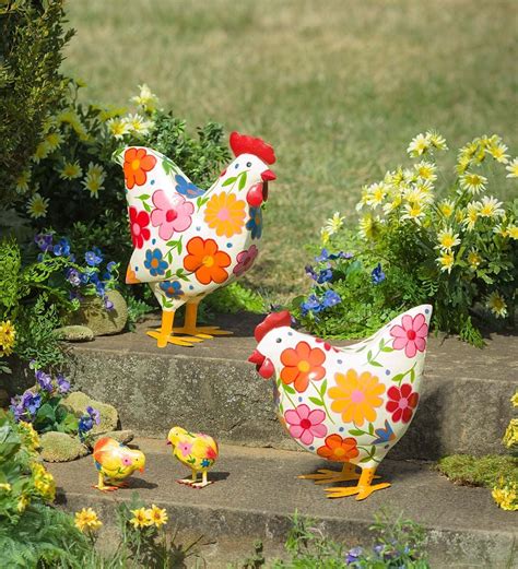 metal chicken decorative box painted|Painted Metal Chickens .